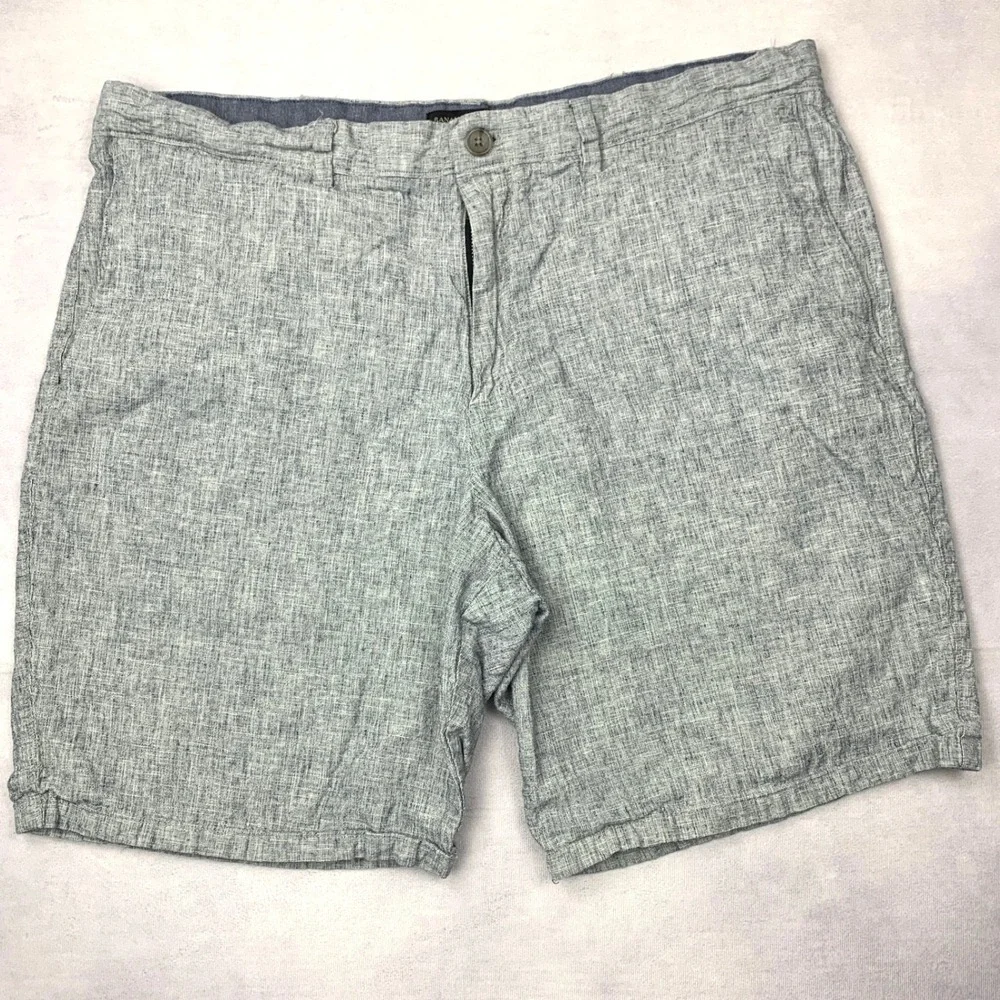 Banana Republic Aiden Short‎ Mens 38 Blue White Linen Blend Flat Front 543838-00